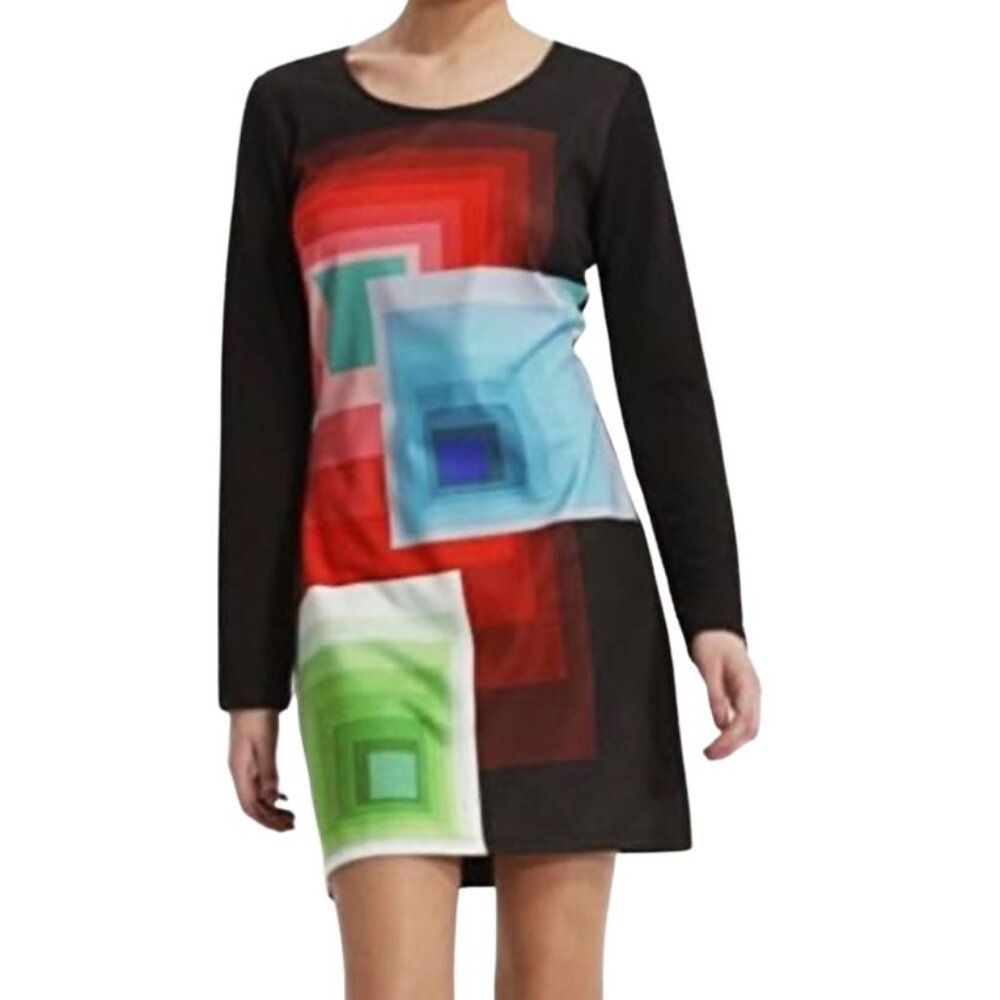 Colorful Geometric Long Sleeve Dress